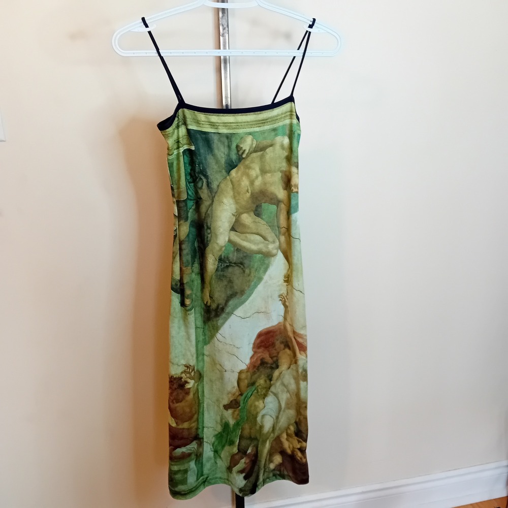 Just In Time VTG 90s Creation Of Adam‎ Regency Art Michelangelo Novelty Dress S - Picture 12 of 15